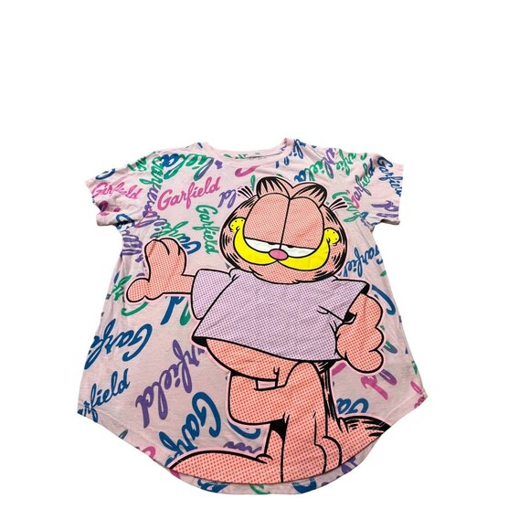 Nickelodeon Garfield Womens XL 15-17 Pink Graphic T-Shirt Cotton/Polyester Blend - Picture 1 of 7
